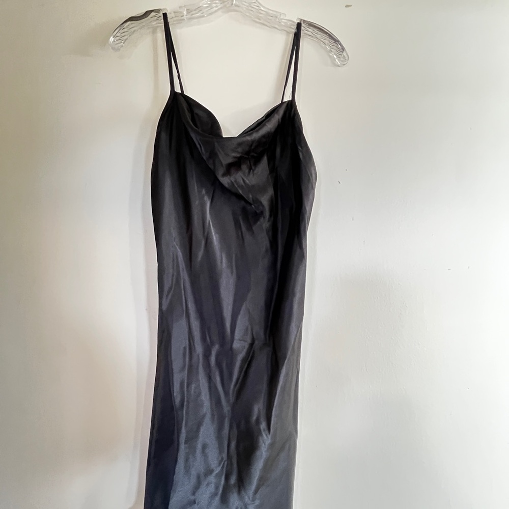 Bebe Black Satin Cowl Neck Slip Dress size M